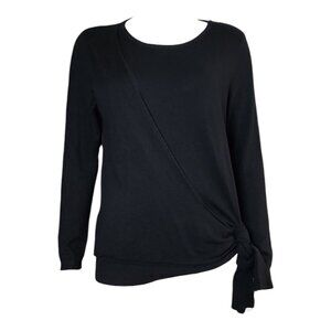 Ethyl Sweater Womens Size M Medium Solid All Black Tie Side Classic Minimalist